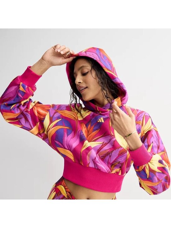 Adidas Farm Rio Tops - Women's Adidas X Farm Rio Training Hoodie Women's Size Small Pink Floral New NWT